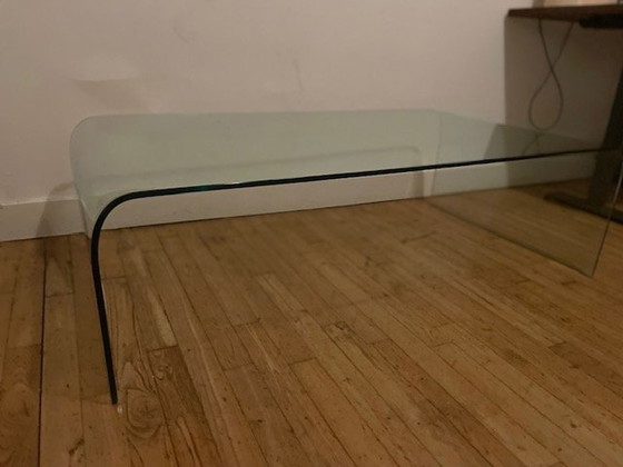 Image 1 of Glazen Design Salontafel Van Flam Italia Waterfall 1970 