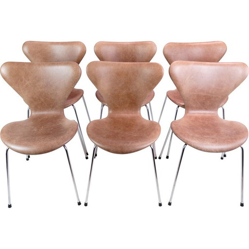 Set van 6 vintage Seven stoelen 3107 van Arne Jacobsen voor Fritz Hansen