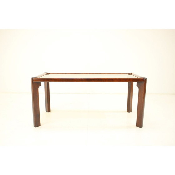 Image 1 of Vintage houten en glazen salontafel van Drevotva, Tsjechoslowakije 1970
