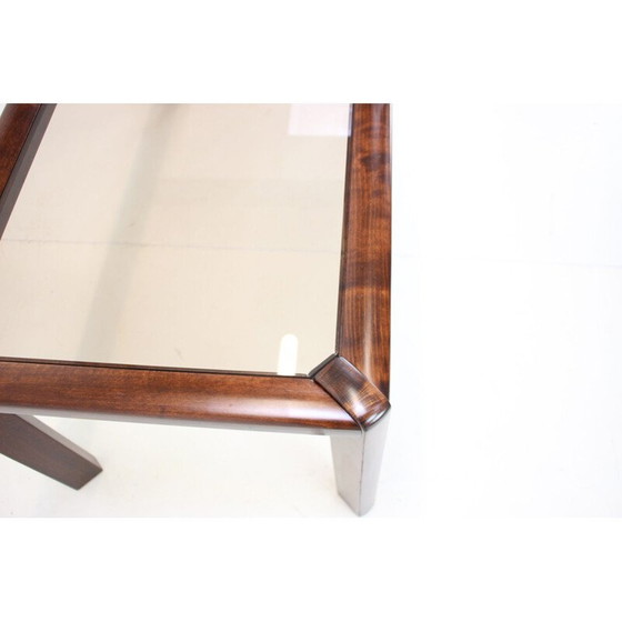 Image 1 of Vintage houten en glazen salontafel van Drevotva, Tsjechoslowakije 1970