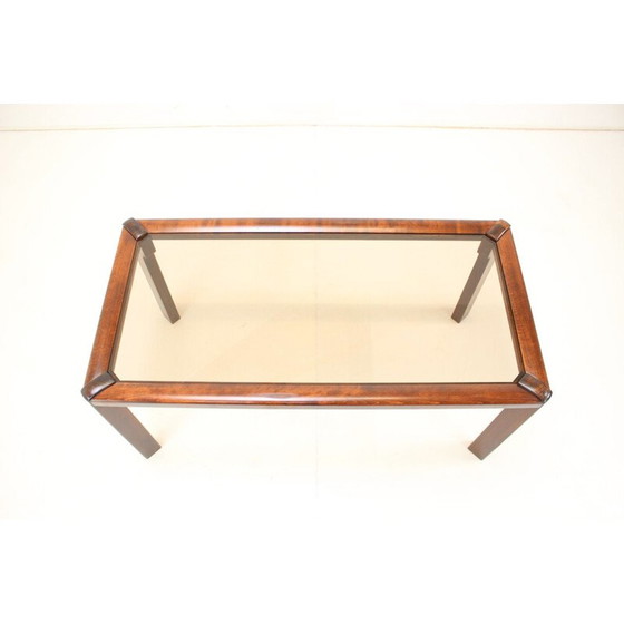 Image 1 of Vintage houten en glazen salontafel van Drevotva, Tsjechoslowakije 1970