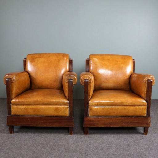 Set van 2 Art Deco/ Amsterdamse School fauteuils