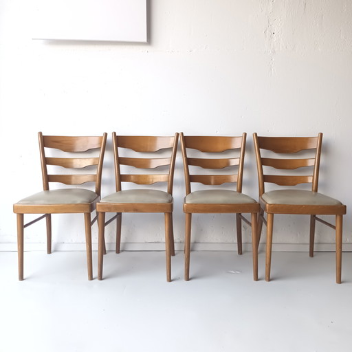 4x vintage houten stoelen