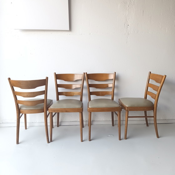 Image 1 of 4x vintage houten stoelen