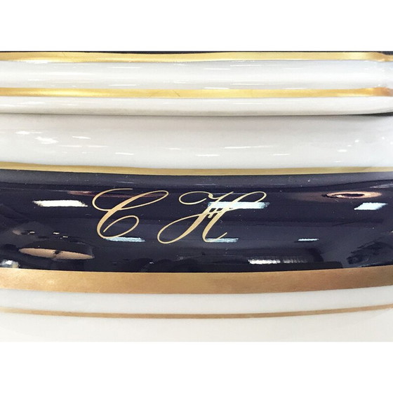 Image 1 of Vintage servies van porselein, goud en kobalt 1980