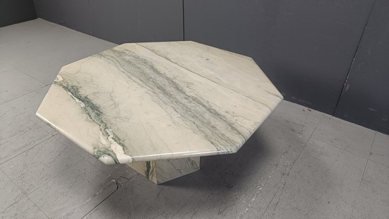 Image 1 of Vintage Octogonale Wit Marmeren Salontafel, 1970S