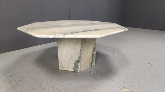 Image 1 of Vintage Octogonale Wit Marmeren Salontafel, 1970S