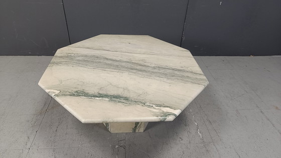 Image 1 of Vintage Octogonale Wit Marmeren Salontafel, 1970S