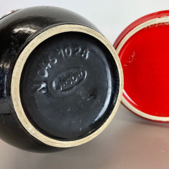 Image 1 of Paar vintage meerkleurige dikke lava Op Art aardewerk vaas door Jasba Ceramics, Duitsland 1970