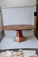 Vintage ronde uitschuifbare eettafel