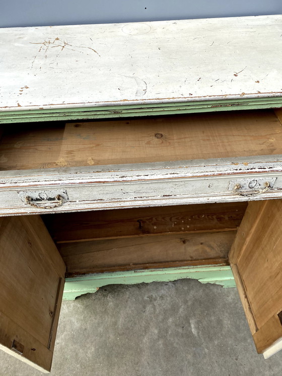 Image 1 of Brocante Meidenkast Groen Wit