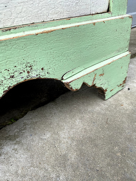 Image 1 of Brocante Meidenkast Groen Wit