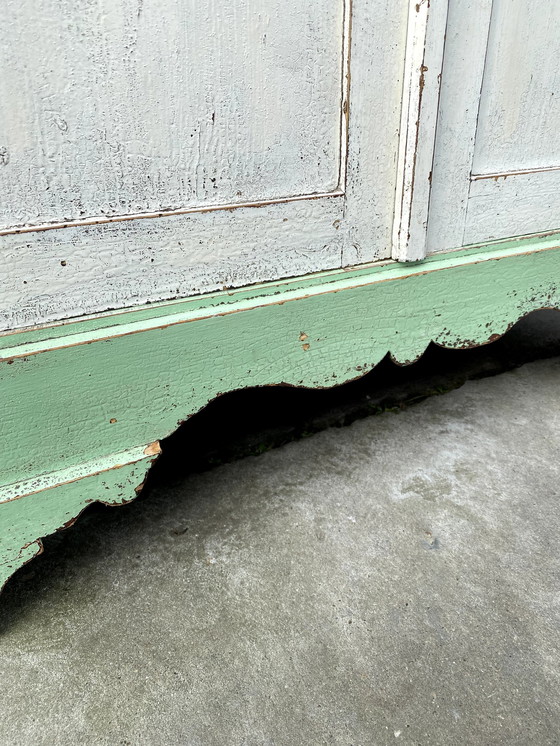 Image 1 of Brocante Meidenkast Groen Wit