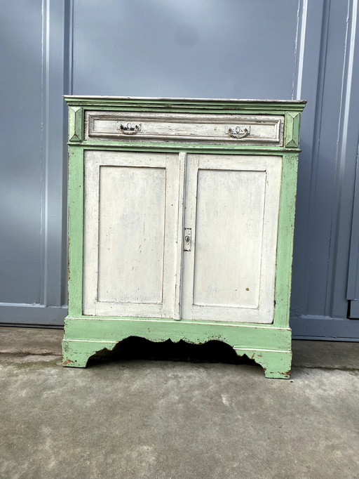 Brocante Meidenkast Groen Wit