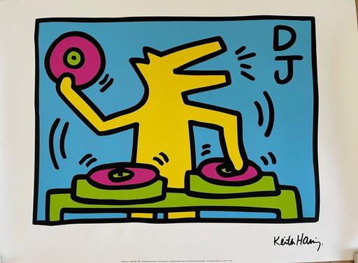 Keith Haring (1958-1990), Zonder titel (Dj), 1983, Gelicentieerd door Artestar Ny, Gedrukt in Groot-Brittannië.