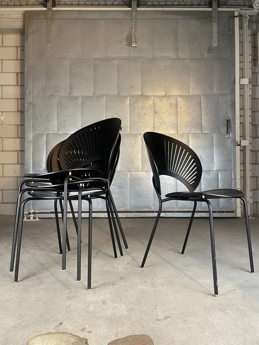 4X Trinidad Chair 3398 Black By Nanna Ditzel Van Fredericia Furniture