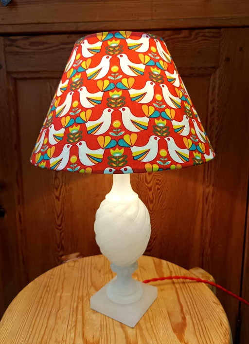 Vintage Albasten Lamp en Vogelkap