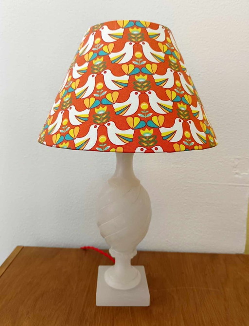 Vintage Albasten Lamp en Vogelkap