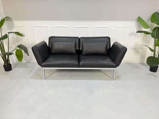 Brühl Roro designer leren zwarte bank + Randolph fauteuil