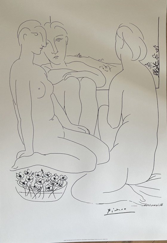 Image 1 of Pablo Picasso naar (1881-1973), " Trous Femmes Nues Et Une Coupe D'Anemones", SOFAM België , Gedrukt in Italië