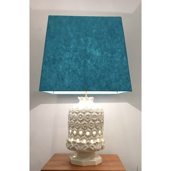 Image 1 of Vintage ananaslamp van crème keramiek, Italië 1970