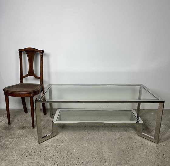 Image 1 of Verchroomde rechthoekige salontafel 70'S Vintage stijl