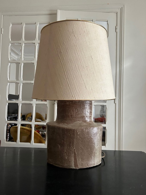 Grote Brutalistische Steengoed Lamp 1970