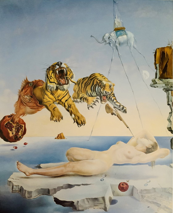 Image 1 of Salvador Dali: “Droom Veroorzaakt Door Een Bij Die Rond Een Granaatappel Vliegt, Een Seconde Voordat Hij Wakker Wordt”.