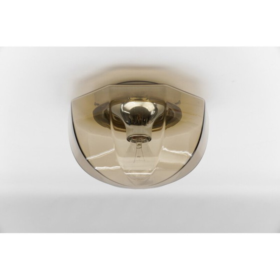 Image 1 of Vintage achthoekige plafondlamp van gerookt glas, Duitsland 1960