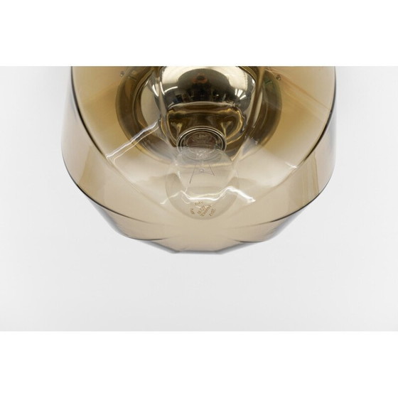 Image 1 of Vintage achthoekige plafondlamp van gerookt glas, Duitsland 1960