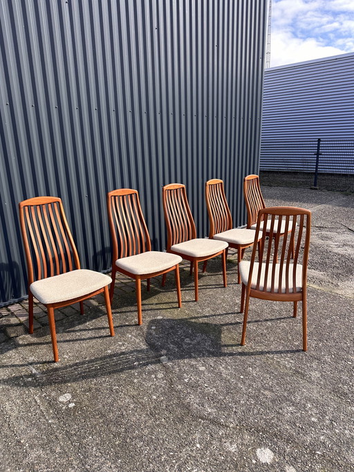 6x eetkamerstoelen teak