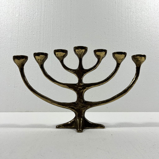 Harjes Metallkunst Bronzen Kandelaar Menorah 1960'S