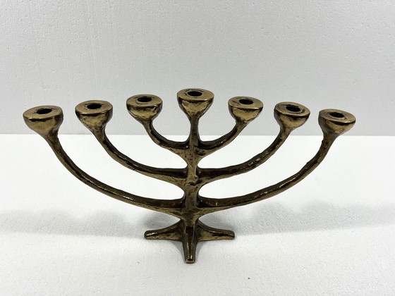 Image 1 of Harjes Metallkunst Bronzen Kandelaar Menorah 1960'S