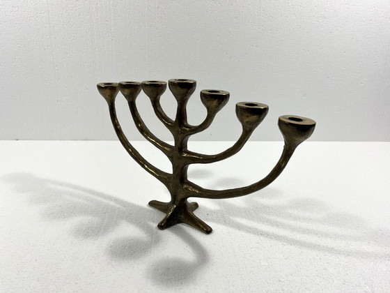 Image 1 of Harjes Metallkunst Bronzen Kandelaar Menorah 1960'S