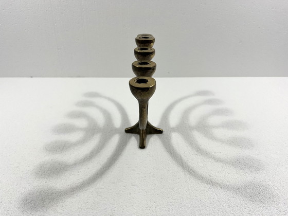 Image 1 of Harjes Metallkunst Bronzen Kandelaar Menorah 1960'S