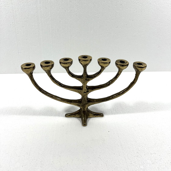 Image 1 of Harjes Metallkunst Bronzen Kandelaar Menorah 1960'S