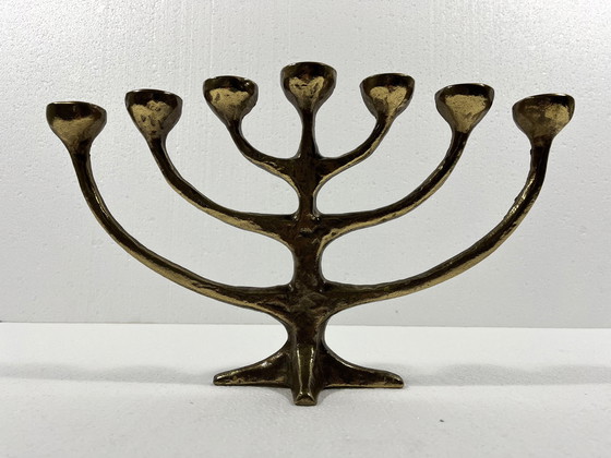 Image 1 of Harjes Metallkunst Bronzen Kandelaar Menorah 1960'S