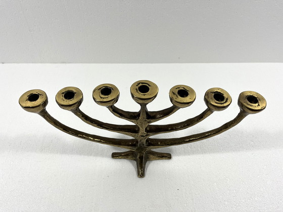 Image 1 of Harjes Metallkunst Bronzen Kandelaar Menorah 1960'S