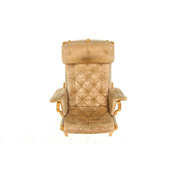 Image 1 of Vintage fauteuil "Pernilla" in cognac leer en eikenhout van Bruno Mathsson voor Karl Mathsson, Zweden 1960