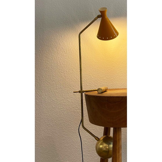 Image 1 of Vintage messing en metalen tegengewicht lamp, Italië 1950