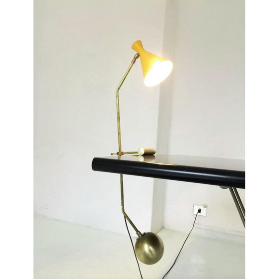 Image 1 of Vintage messing en metalen tegengewicht lamp, Italië 1950