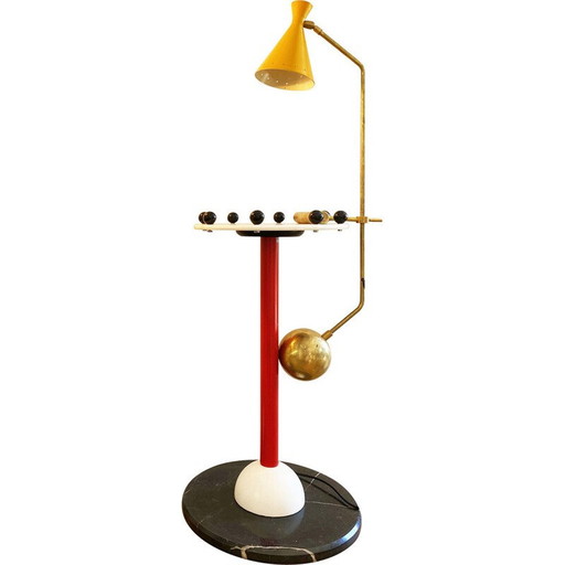 Vintage messing en metalen tegengewicht lamp, Italië 1950