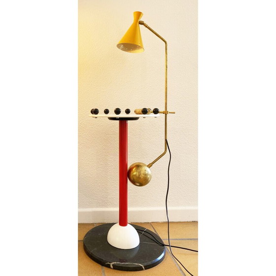 Image 1 of Vintage messing en metalen tegengewicht lamp, Italië 1950