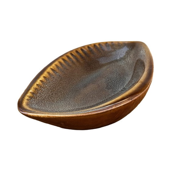 Vintage porseleinen geëmailleerde bladvormige asbak door A. Sadulski voor Mirostowickie Zakłady Ceramiczne, (photo 3 of 9)