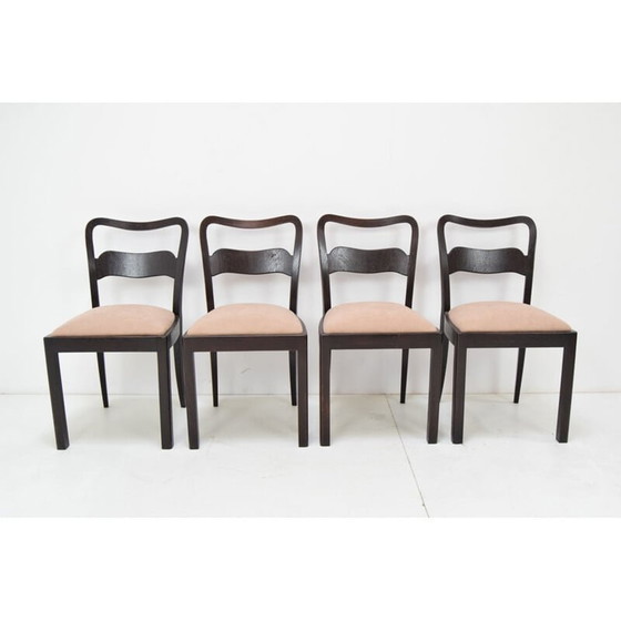 Image 1 of Set van 4 vintage stoelen gemaakt van hout door Jindrich Halabala, Tsjechië 1940
