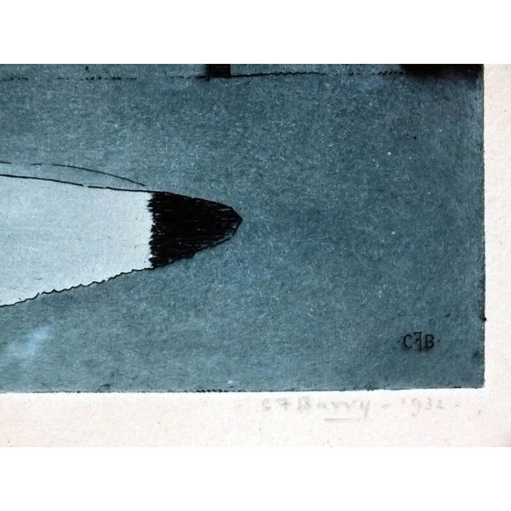 Image 1 of Aquatint gravure van vintage Zwanenmeer door Sir Claude Francis Barry, 1900