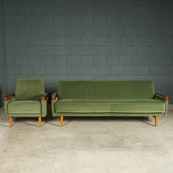 Image 1 of Vintage Sofa/Slaapbank Met Fauteuil – Jaren 60