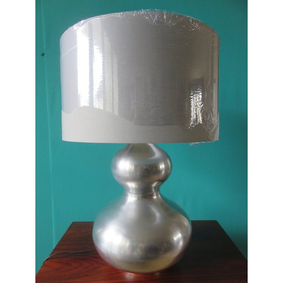 Image 1 of Vintage futuristische lamp van geborsteld staal, Frankrijk 1970