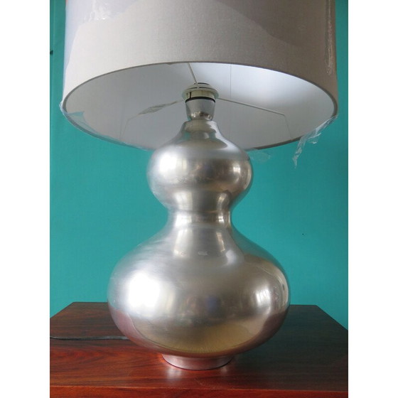 Image 1 of Vintage futuristische lamp van geborsteld staal, Frankrijk 1970