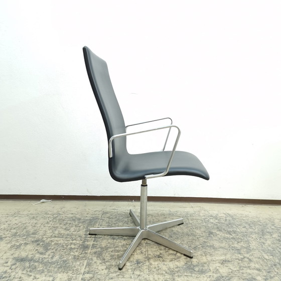 Image 1 of 3x Fritz Hansen Oxford Stoel designer fauteuil echt leren stoel Arne Jacobsen